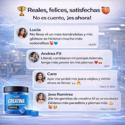 Gomitas De Creatina | 🍑Aumenta Tus Glúteos-   💪 Más fuerza en tus entrenamientos  🍑 Desarrollo glúteo acelerado y visible  ⚡ Energía real durante todo el día  🔄 Recuperación muscular más rápida